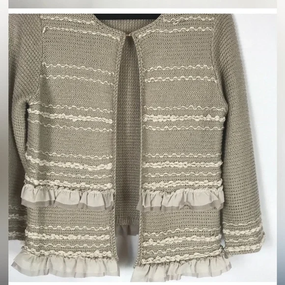 Ruby Rd. Khaki Cardigan n ribbon sweater - Picture 10 of 10